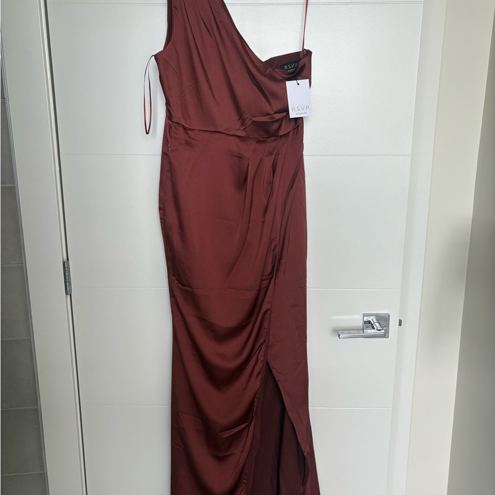 NWT RSVP SUGARLIPS One-Shoulder Wine Dress